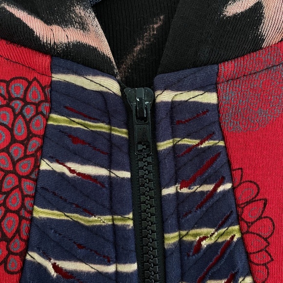 VTG Rising International Mixed Prints Floral Embroidery Hoodie Medium - Picture 11 of 15